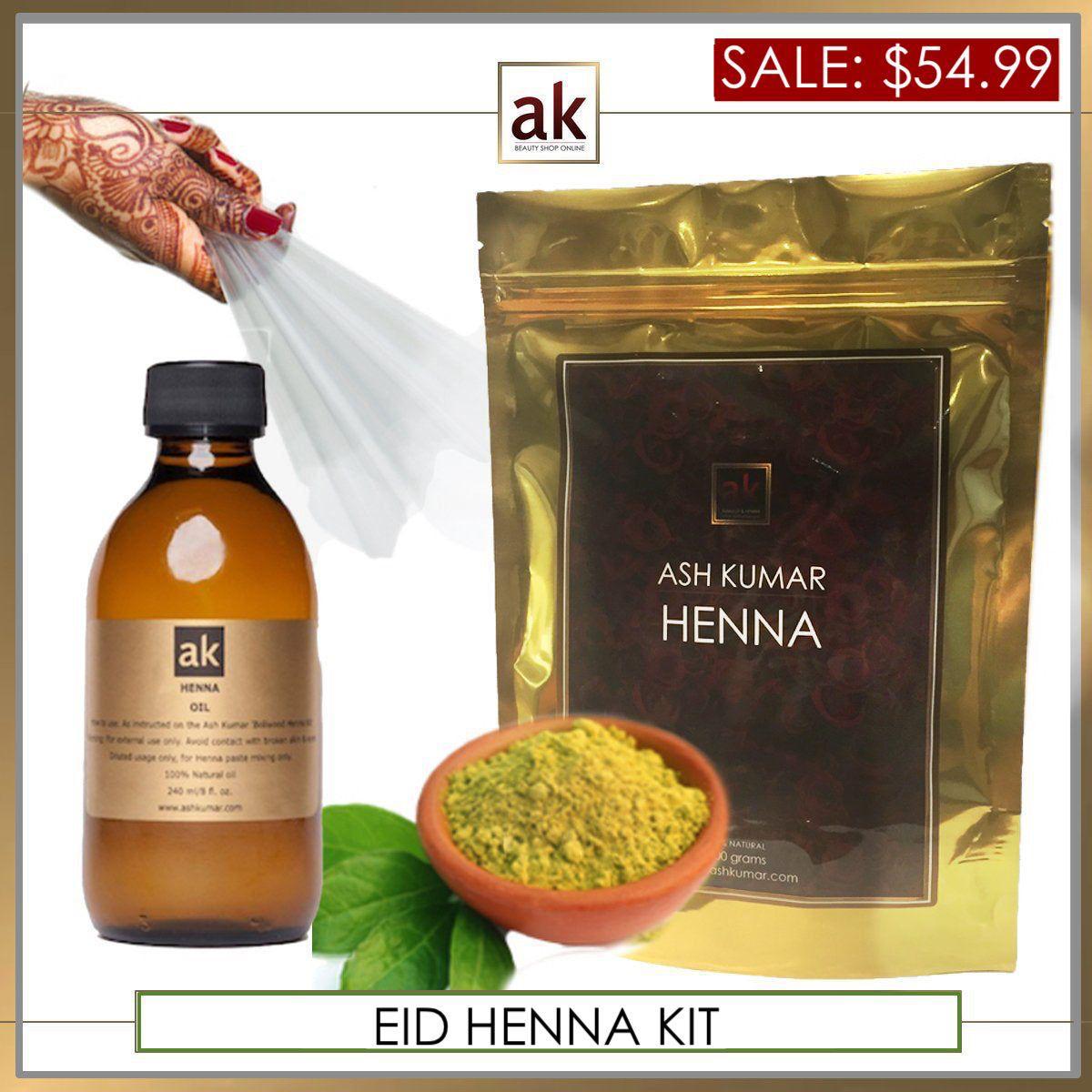 AK EID HENNA KIT: HENNA POWDER, OIL & 10 EMPTY CONES