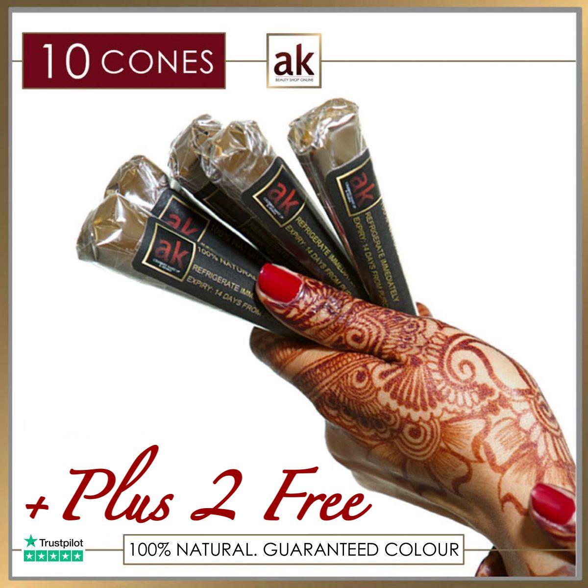 10 READY TO USE HENNA CONES PLUS 2 FREE