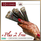 10 READY TO USE HENNA CONES PLUS 2 FREE