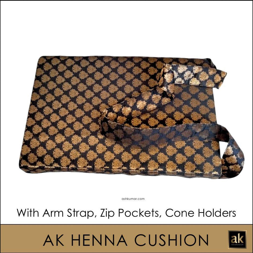 AK HENNA ARTIST CUSHION - BLACK & GOLD PLUS 2 CONES FREE