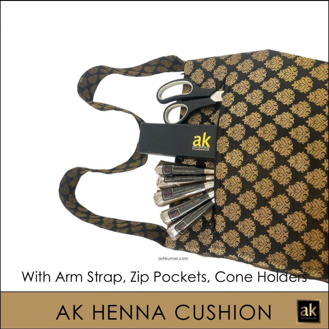 AK HENNA ARTIST CUSHION - BLACK & GOLD PLUS 2 CONES FREE