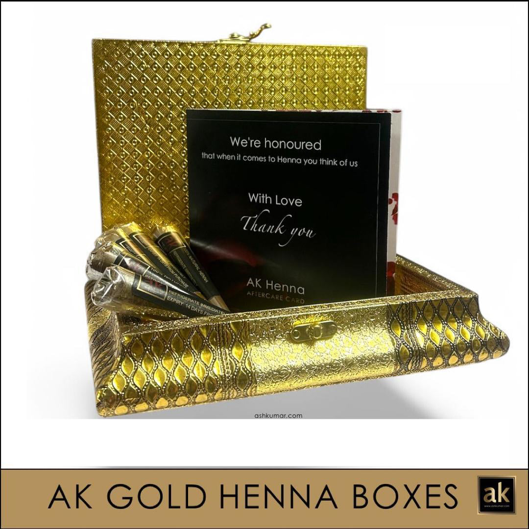ELEGANT AK GOLD HENNA BOX PLUS 2 FREE HENNA CONES