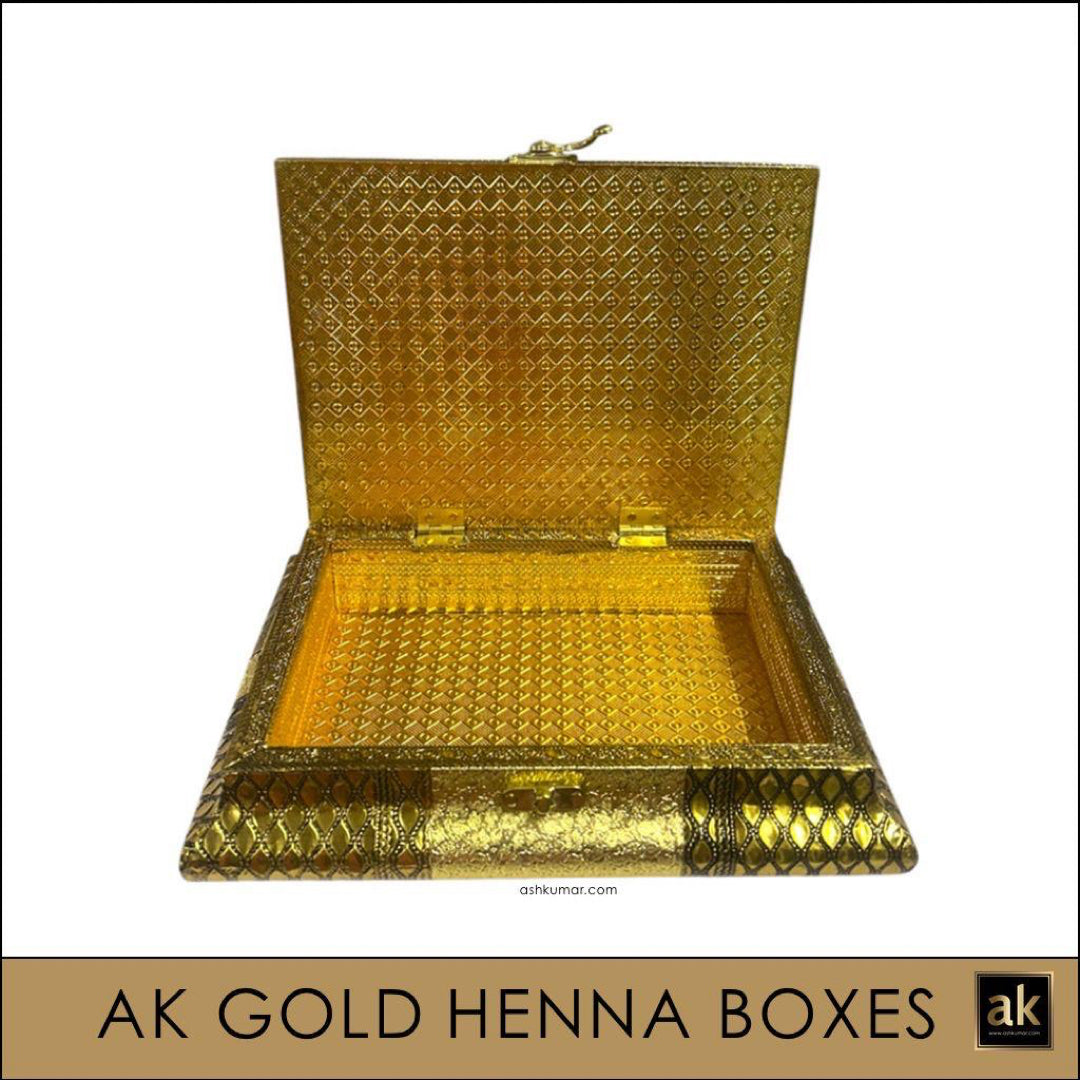ELEGANT AK GOLD HENNA BOX PLUS 2 FREE HENNA CONES