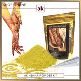AK HENNA KIT: HENNA POWDER, OIL & 10 EMPTY CONES